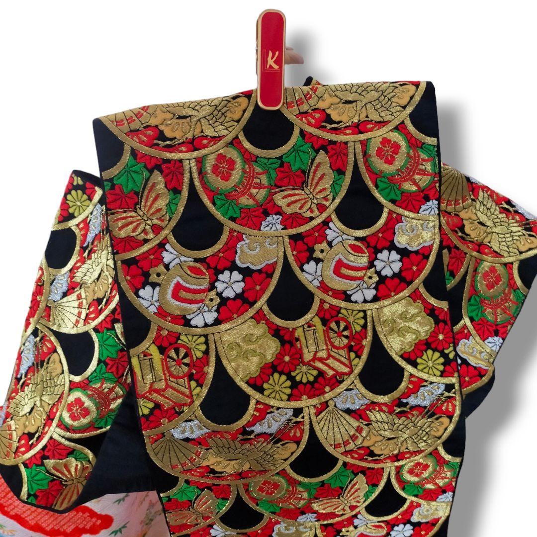 七五三 7歳 女の子 セット 本格比翼付き 金駒刺繍 菊 萩 姫 絞り 0711