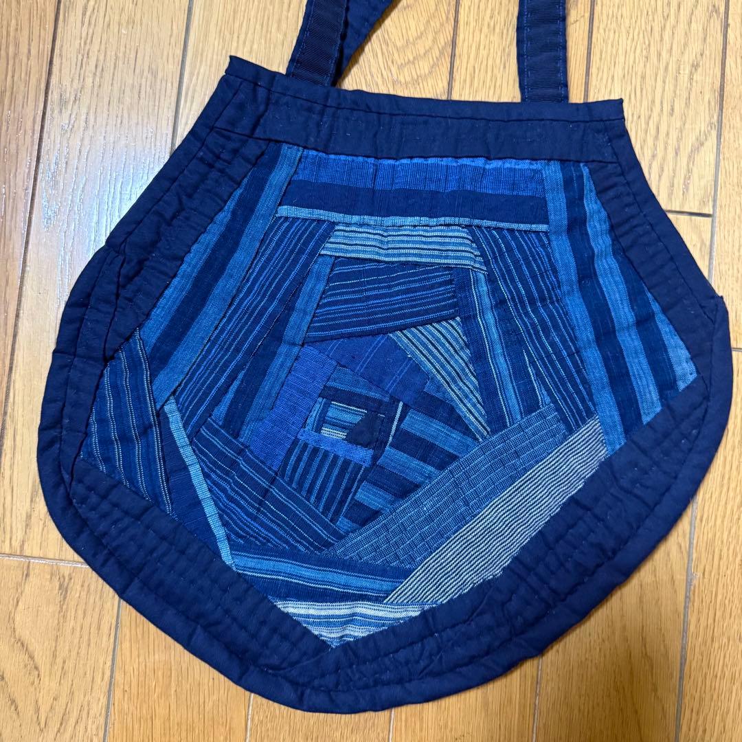 藍染 カスリ パッチワーク 手作り 手提げバック ハンドメイド