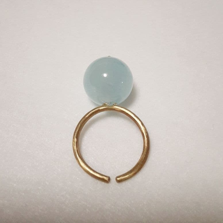 アクアマリン　飴玉リング　8号～16号位　真鍮アーム