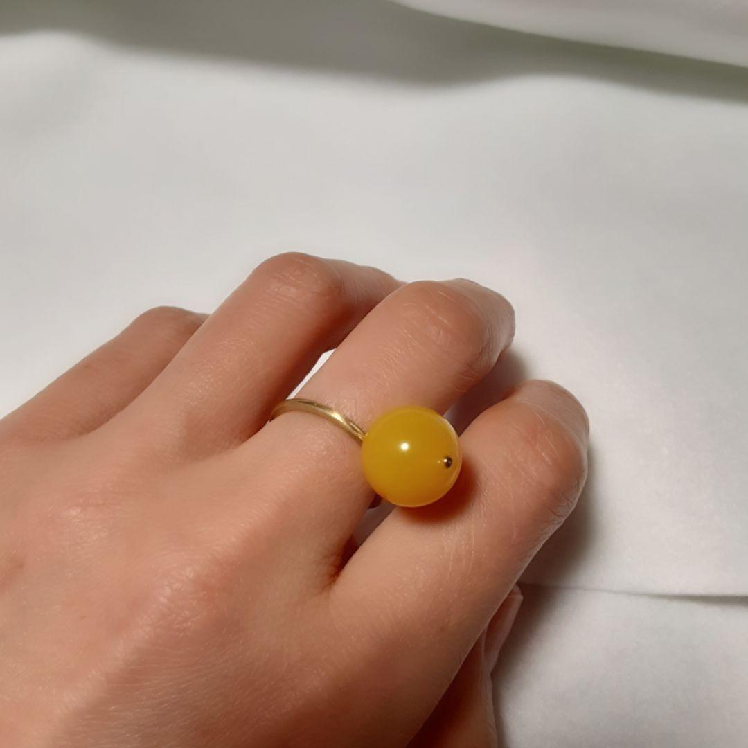 アクアマリン　飴玉リング　8号～16号位　真鍮アーム