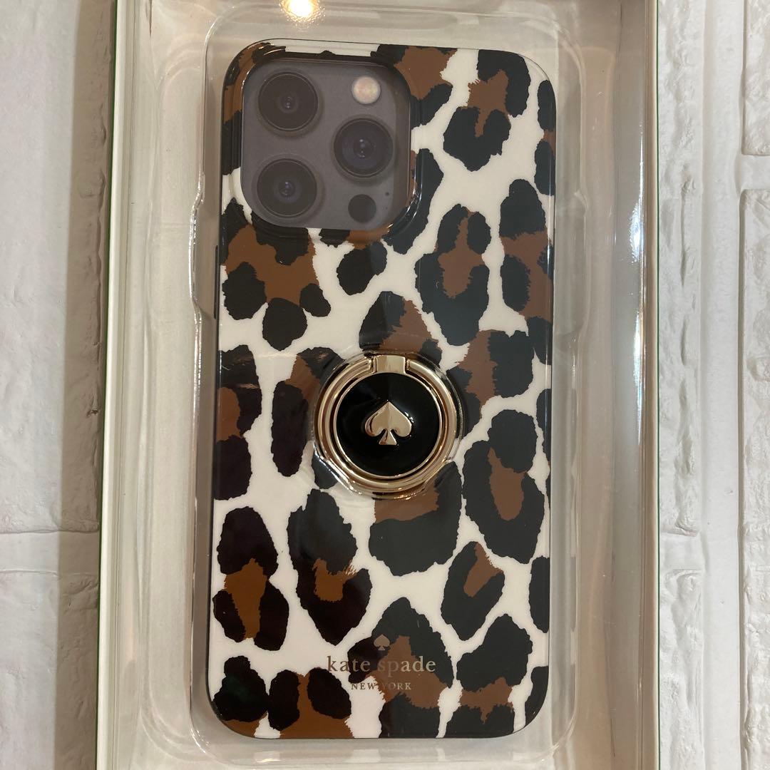 kate spade⭐️iPhone15PROMリング付きスマホケース　レオパード