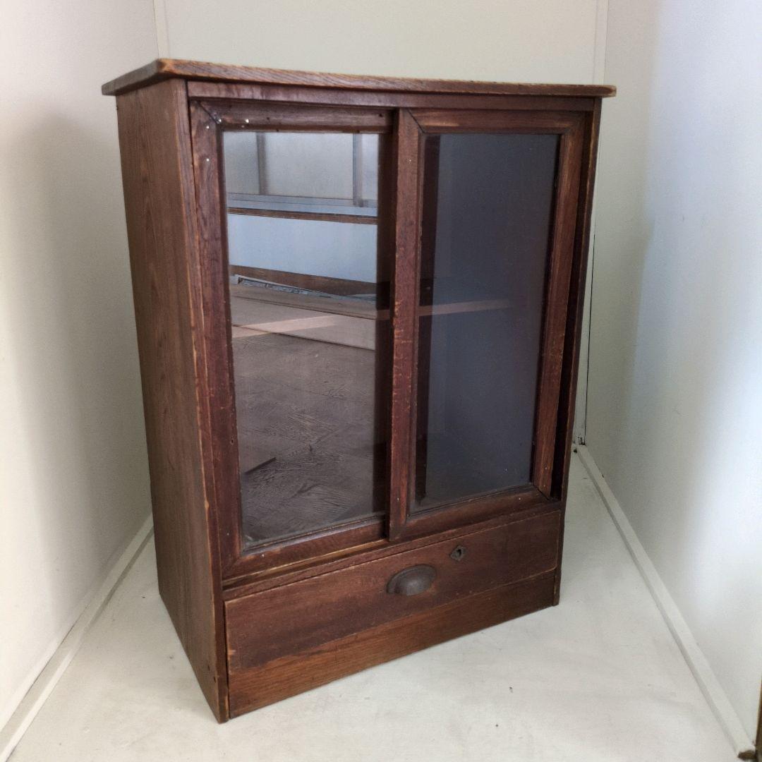 yさん専用　　アンティーク　ガラス戸棚　レトロ　　引戸棚　シェルフ　本棚