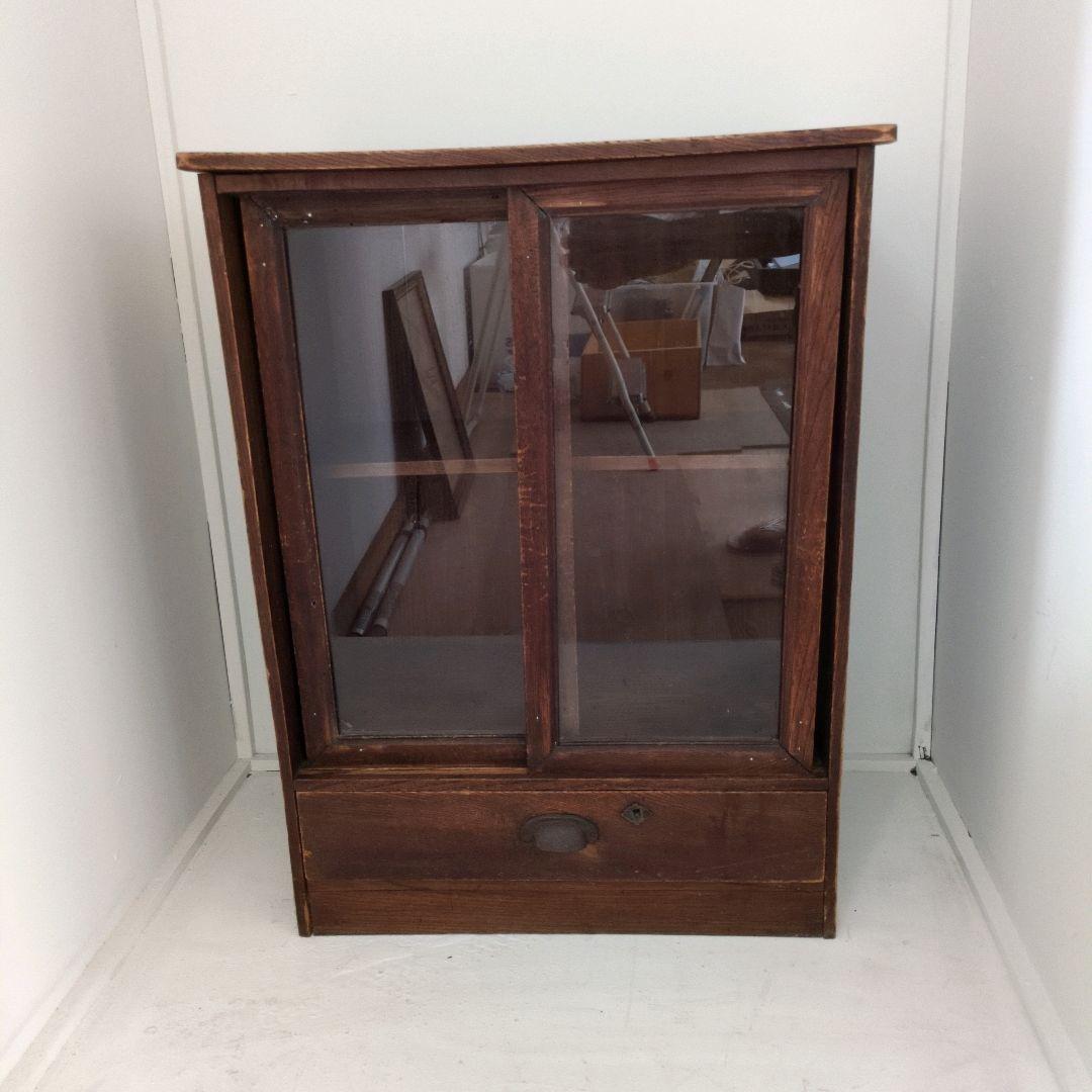 yさん専用　　アンティーク　ガラス戸棚　レトロ　　引戸棚　シェルフ　本棚