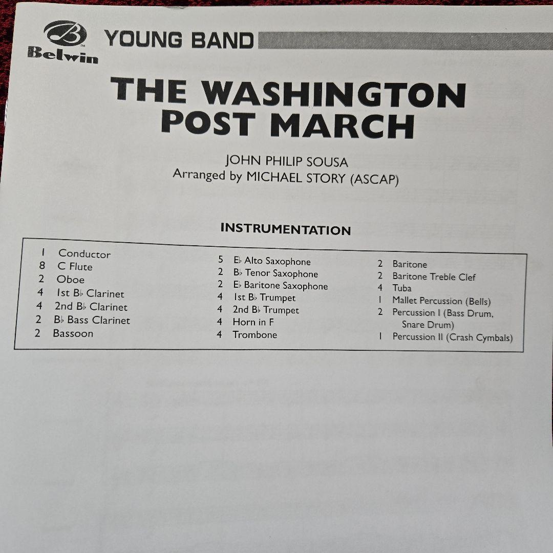 Belwin YOUNG BAND「ワシントン・ポスト」吹奏楽楽譜