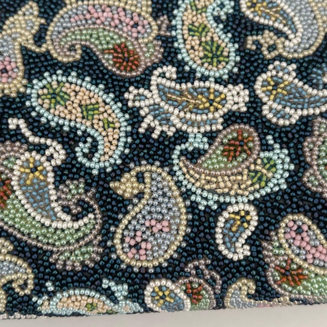ペイズリー柄 ビーズ刺繍 クラッチバッグ 手刺繍 一点物 ヴィンテージ 昭和