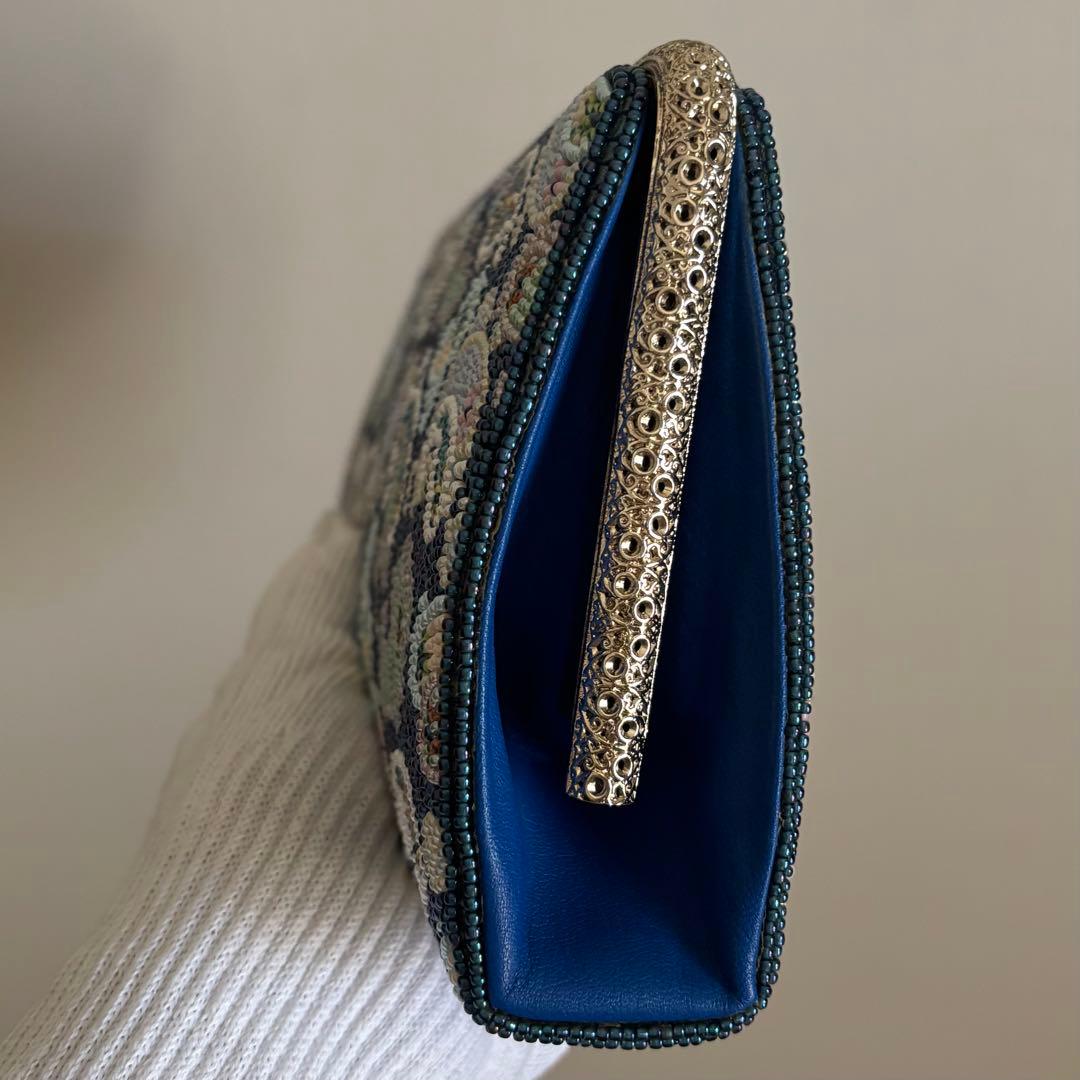 ペイズリー柄 ビーズ刺繍 クラッチバッグ 手刺繍 一点物 ヴィンテージ 昭和