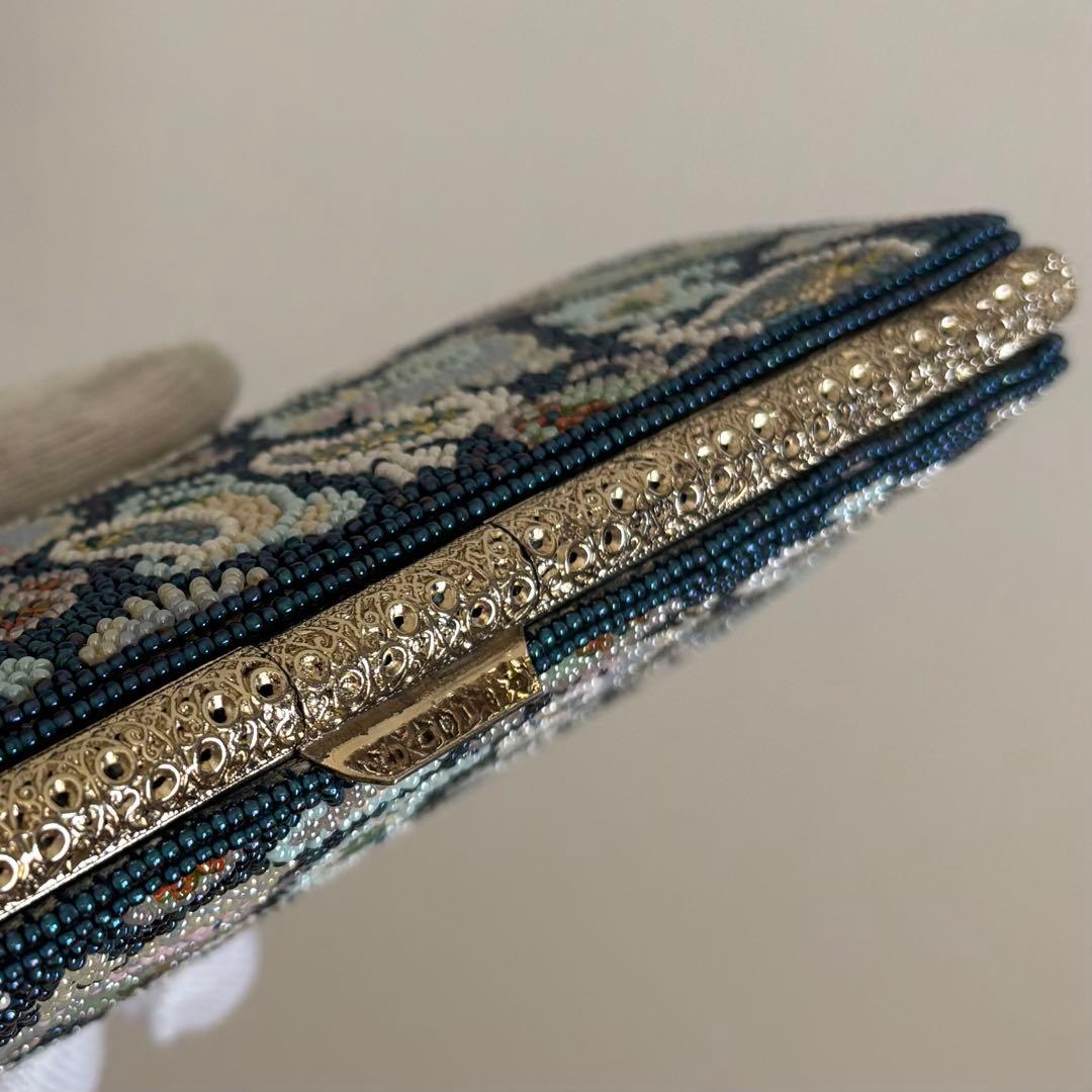 ペイズリー柄 ビーズ刺繍 クラッチバッグ 手刺繍 一点物 ヴィンテージ 昭和