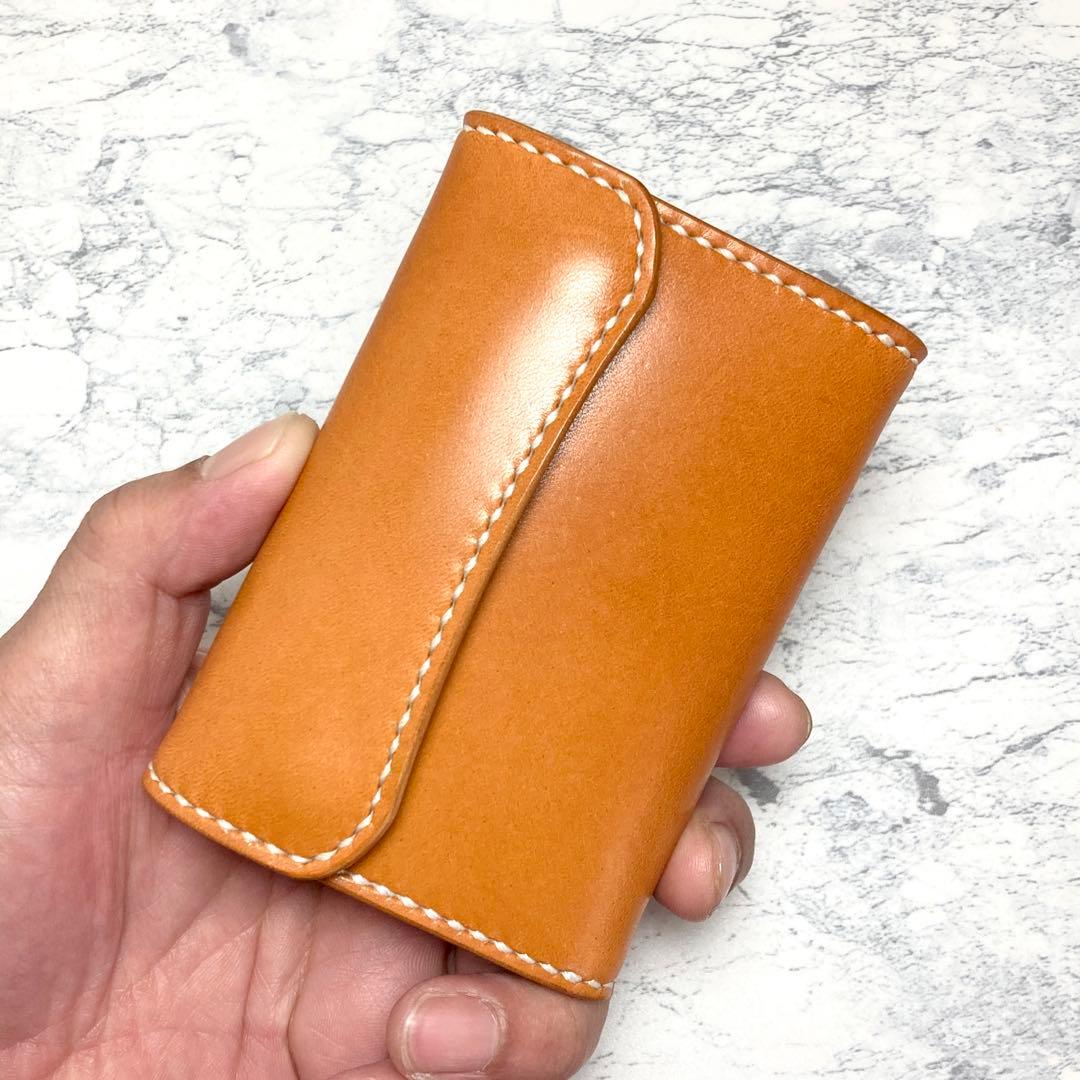 【総手縫い】栃木レザー コンパクト財布 本革 三つ折り財布 本革 コンパクト財布