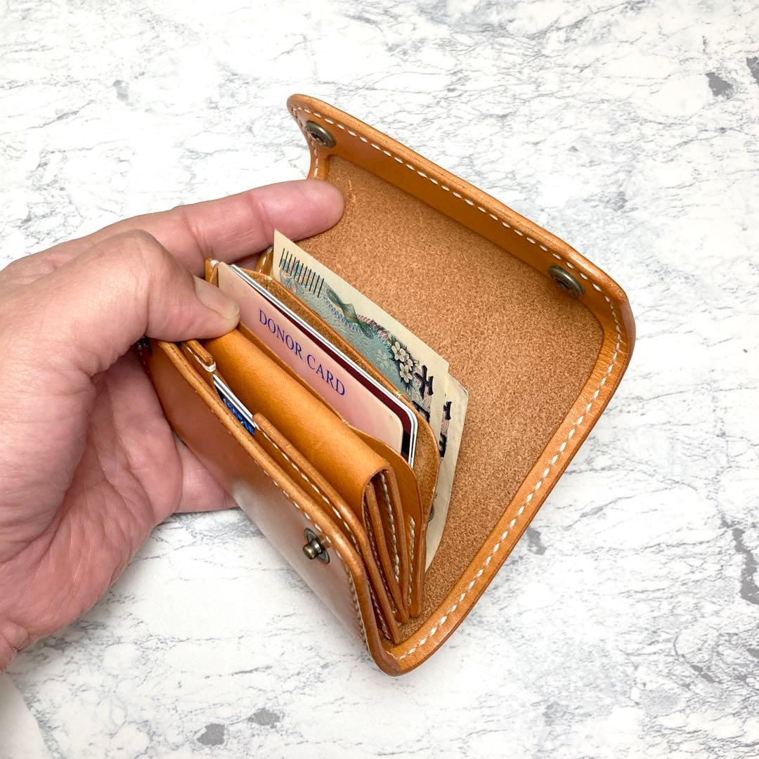 【総手縫い】栃木レザー コンパクト財布 本革 三つ折り財布 本革 コンパクト財布