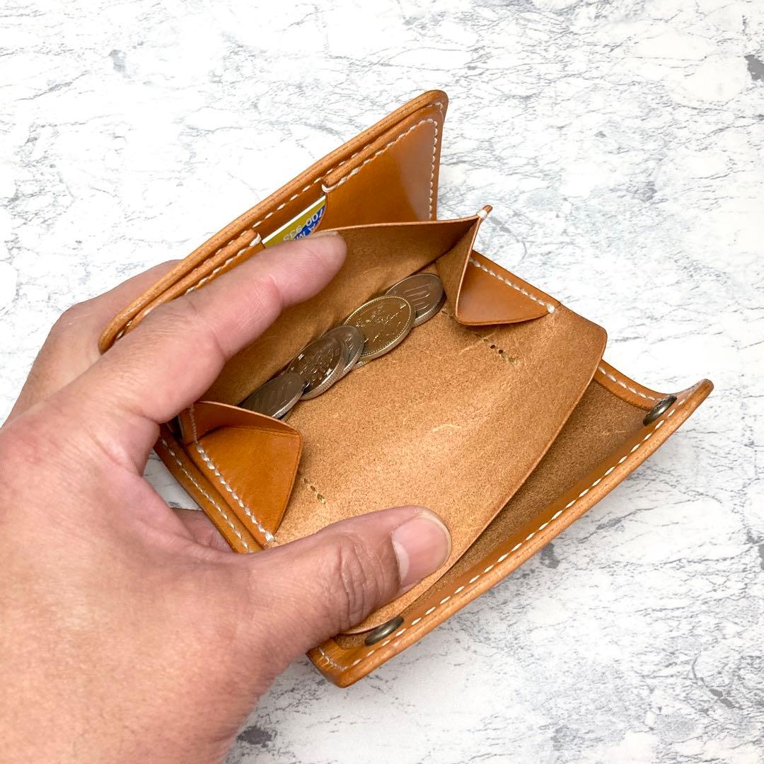 【総手縫い】栃木レザー コンパクト財布 本革 三つ折り財布 本革 コンパクト財布