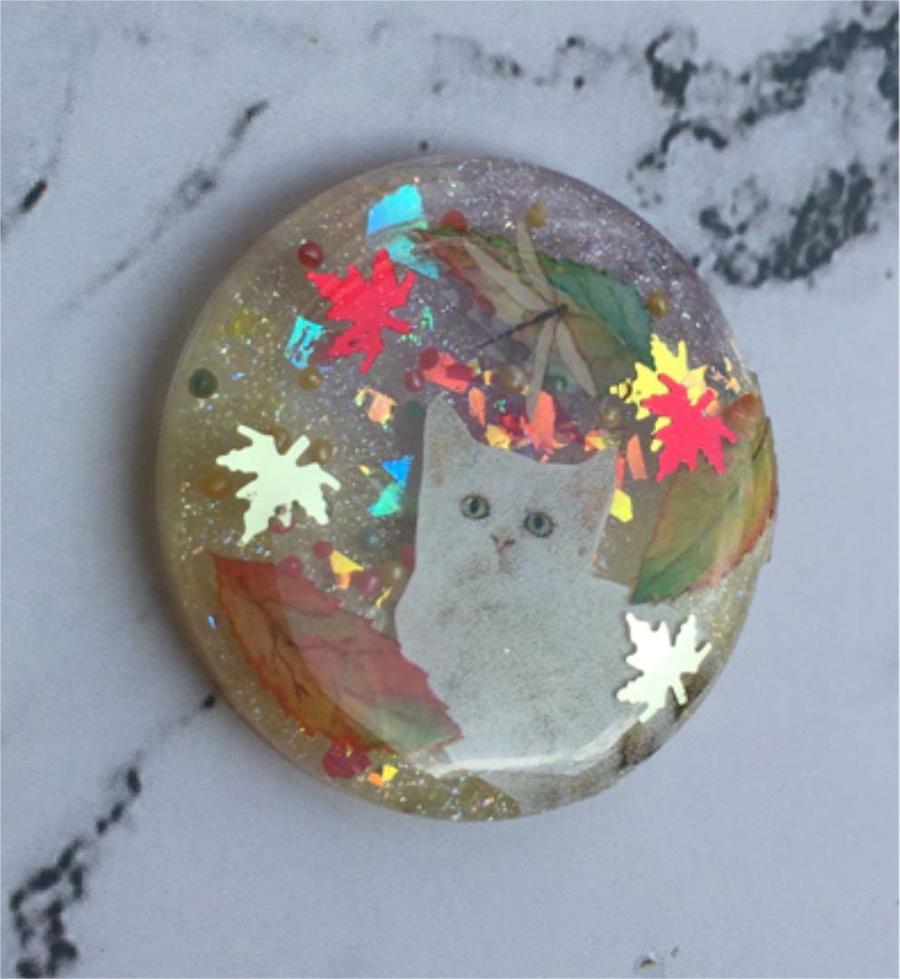 レジンヘアゴム♡紅葉猫ちゃんとトンボ・再販不可