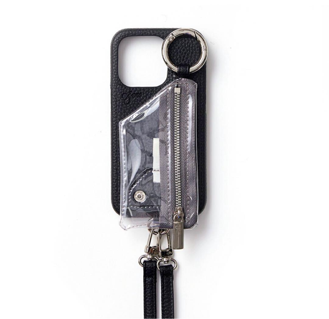 【ajew】ジッパーポケット付きiPhoneケース　※ストラップ付き