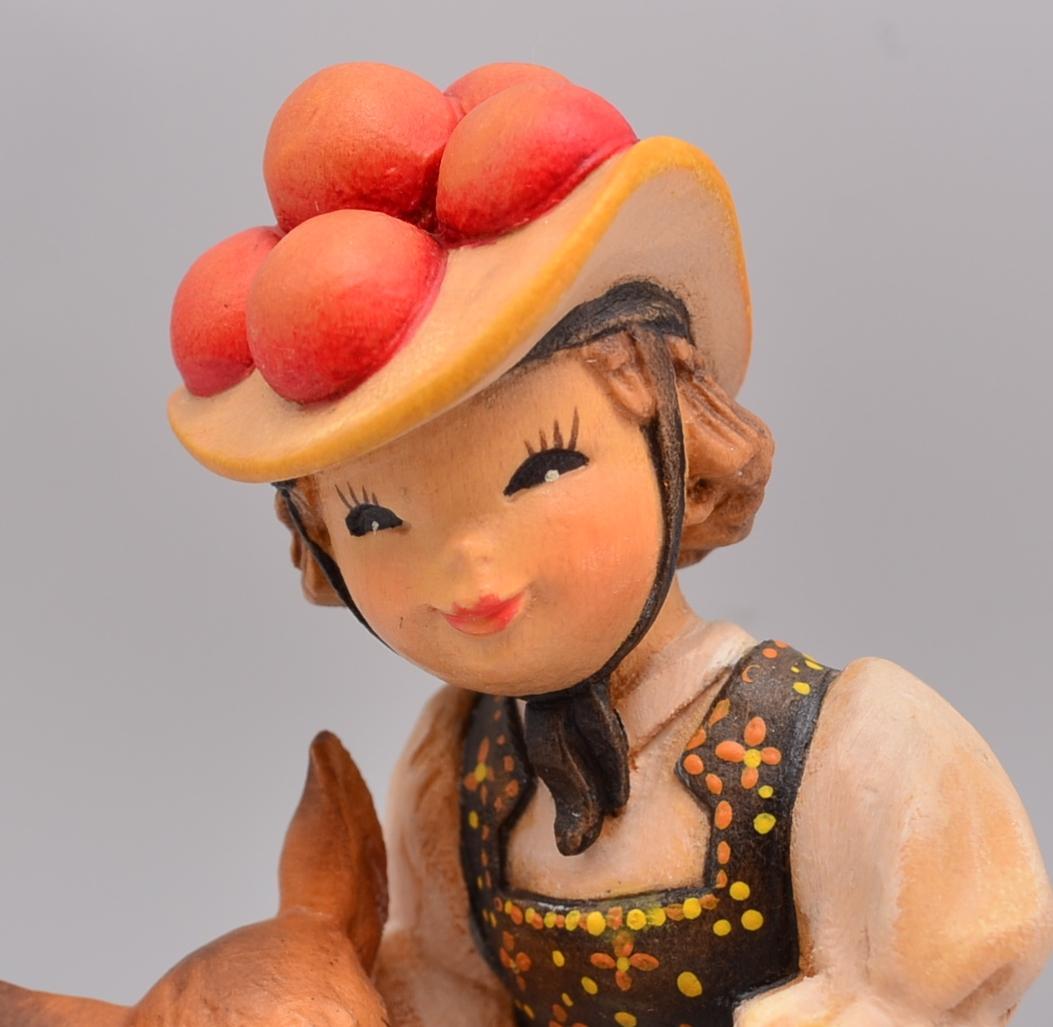 少女と小鹿　アンリ　ANRI　フェランディス　木彫人形　イタリア　15ｃｍ　限定