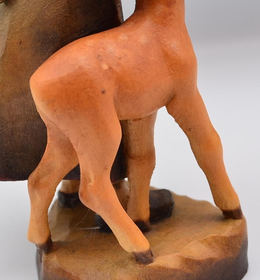 少女と小鹿　アンリ　ANRI　フェランディス　木彫人形　イタリア　15ｃｍ　限定