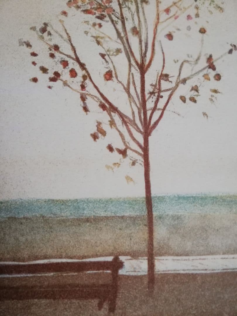 アート736　「浜辺(サンフランシスコ)」　チェコのリトグラフ(石版画)