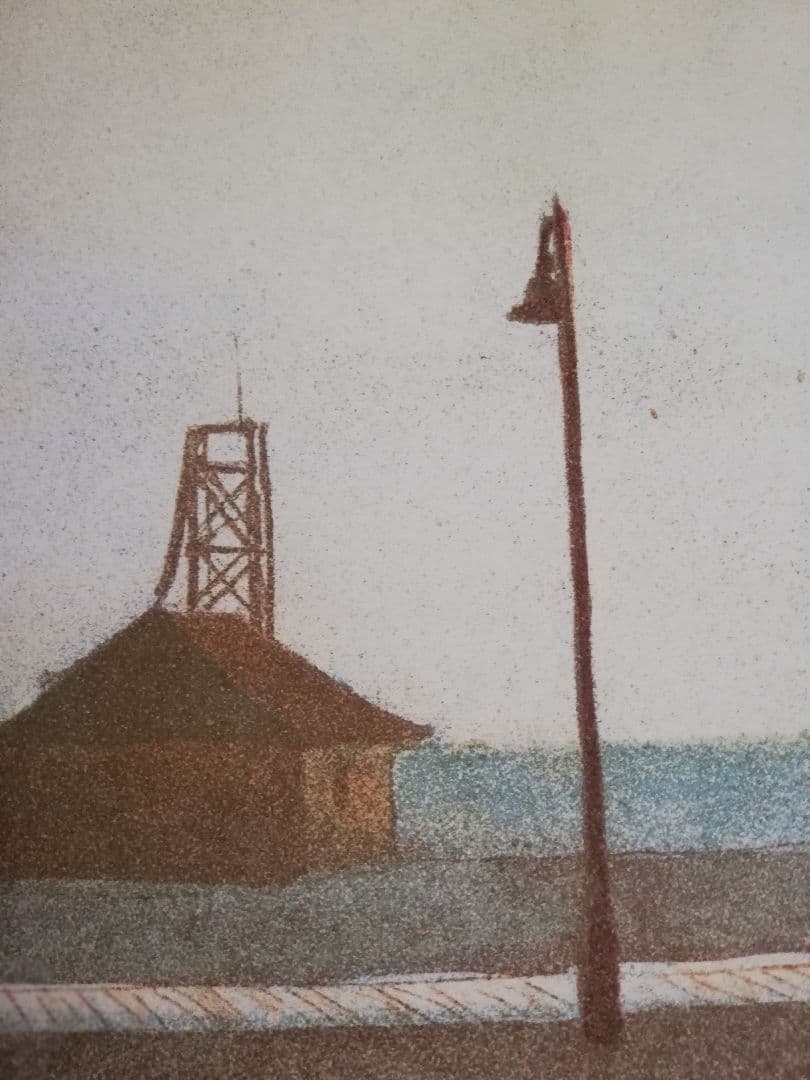 アート736　「浜辺(サンフランシスコ)」　チェコのリトグラフ(石版画)