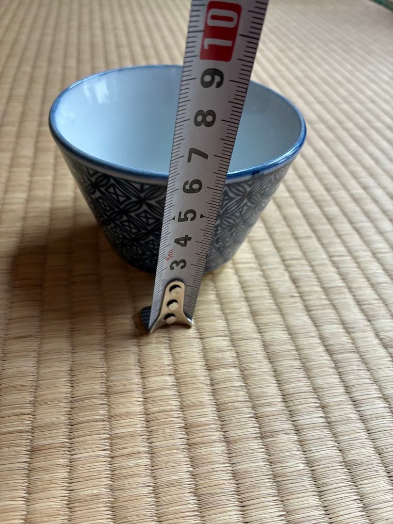 5個【100年前の古いお皿】印判 蕎麦猪口 麻の葉文様