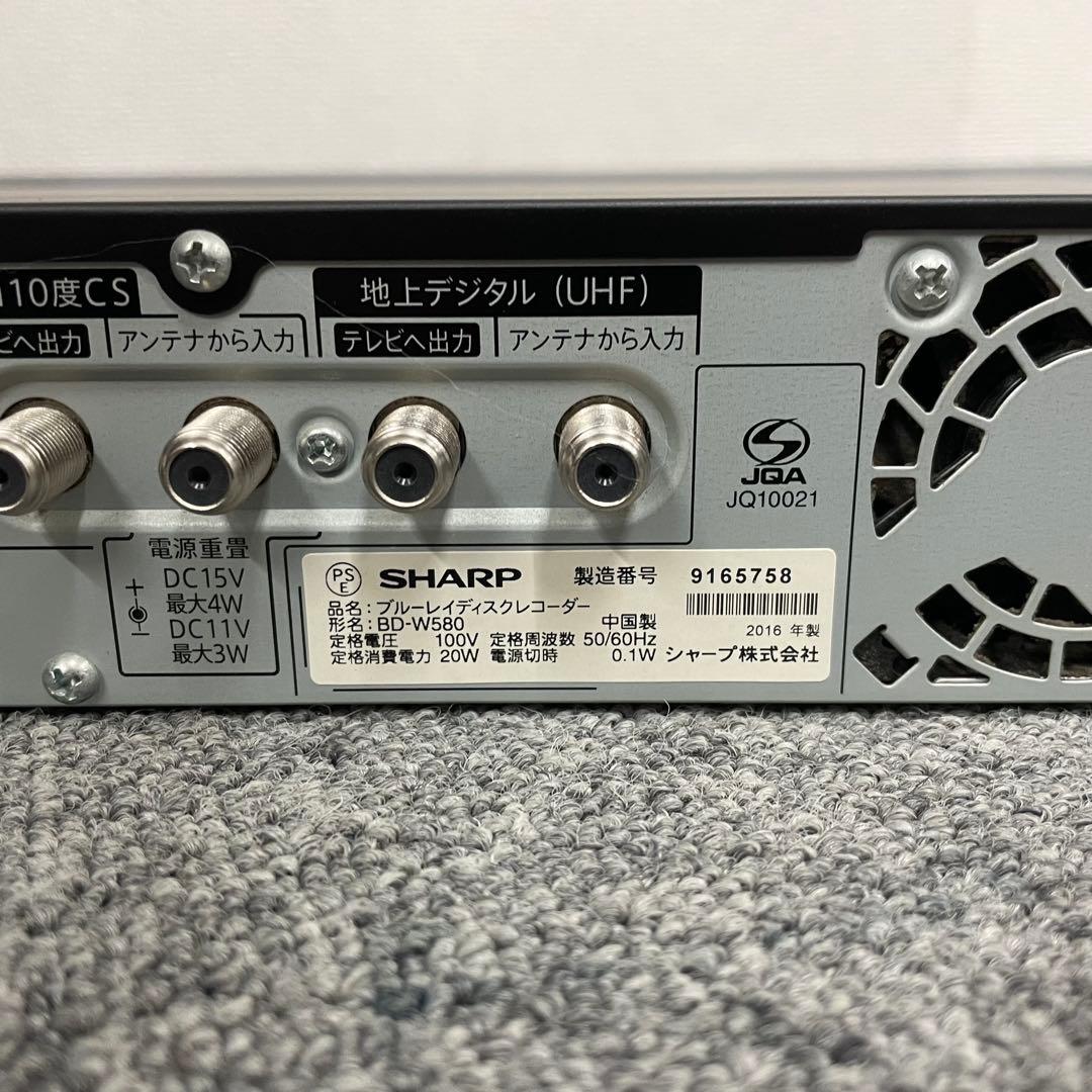 動作品 SHARP BD-W580 ブルーレイレコーダー 2016年製