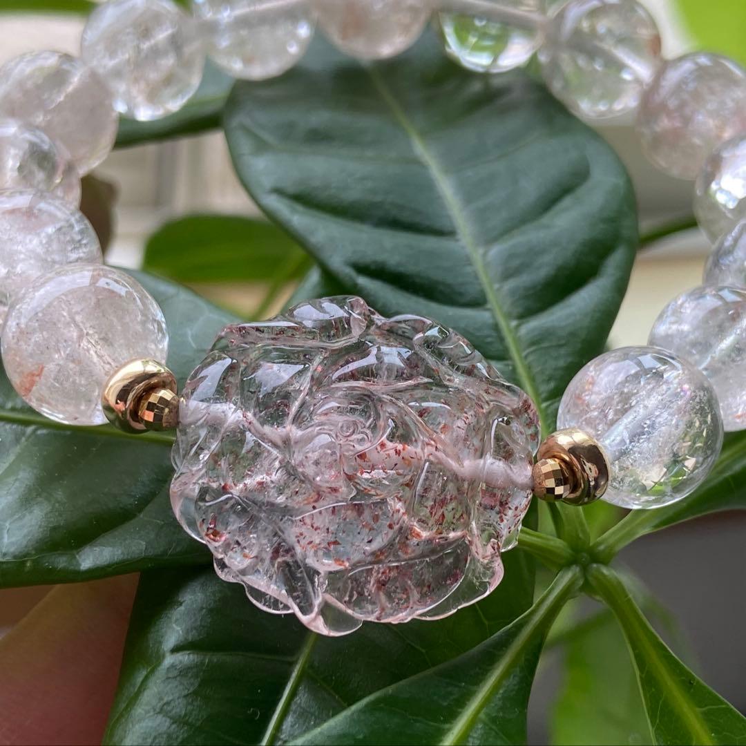 極上　うるきら　レピド＆ピンクマニカラン水晶　ブレス