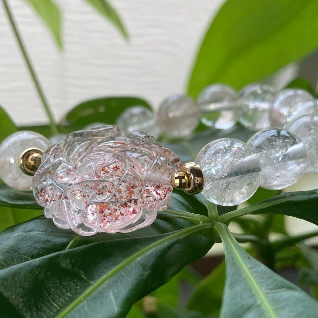 極上　うるきら　レピド＆ピンクマニカラン水晶　ブレス