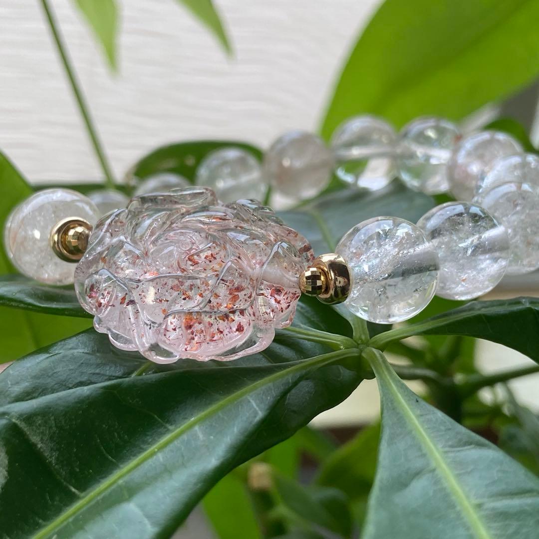 極上　うるきら　レピド＆ピンクマニカラン水晶　ブレス