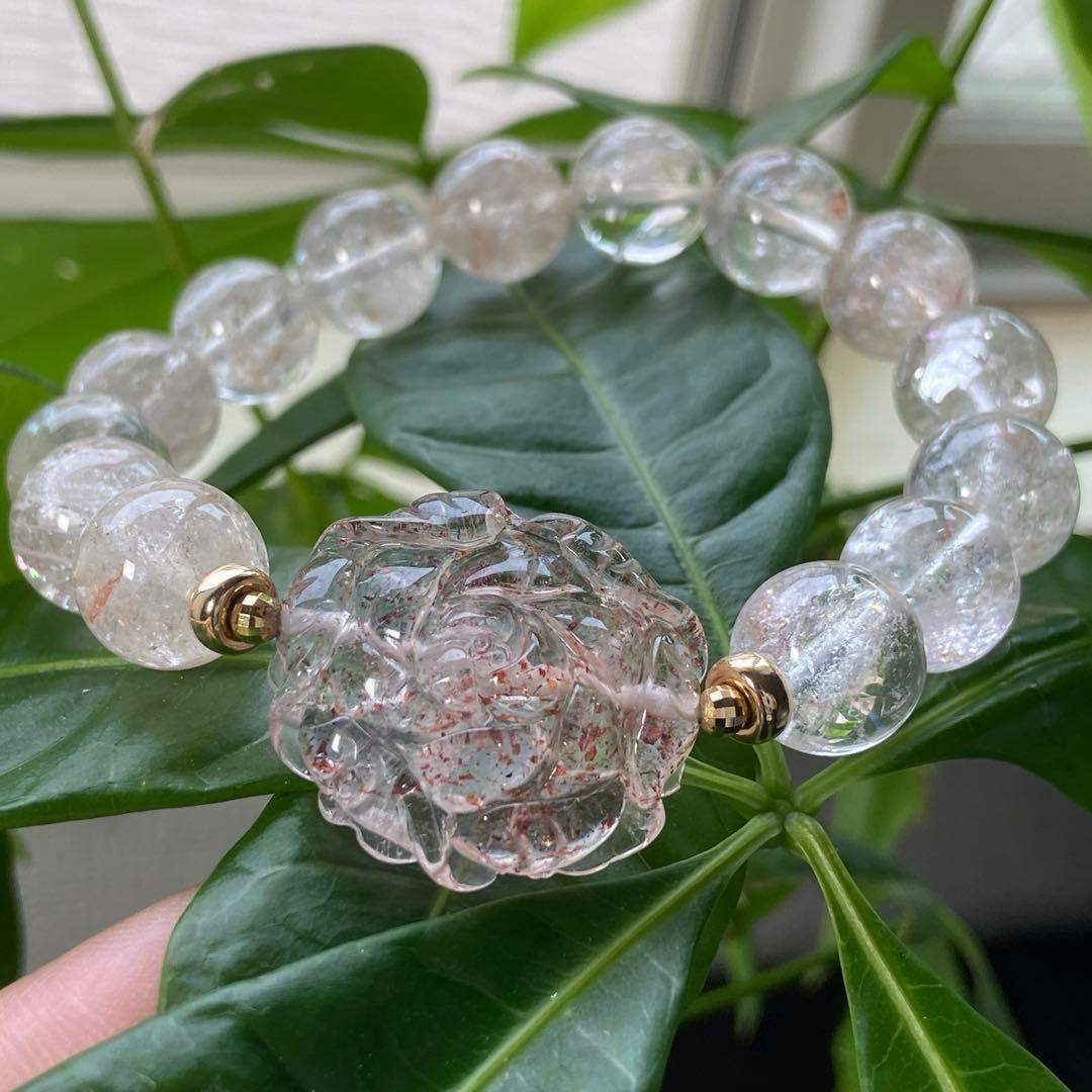 極上　うるきら　レピド＆ピンクマニカラン水晶　ブレス