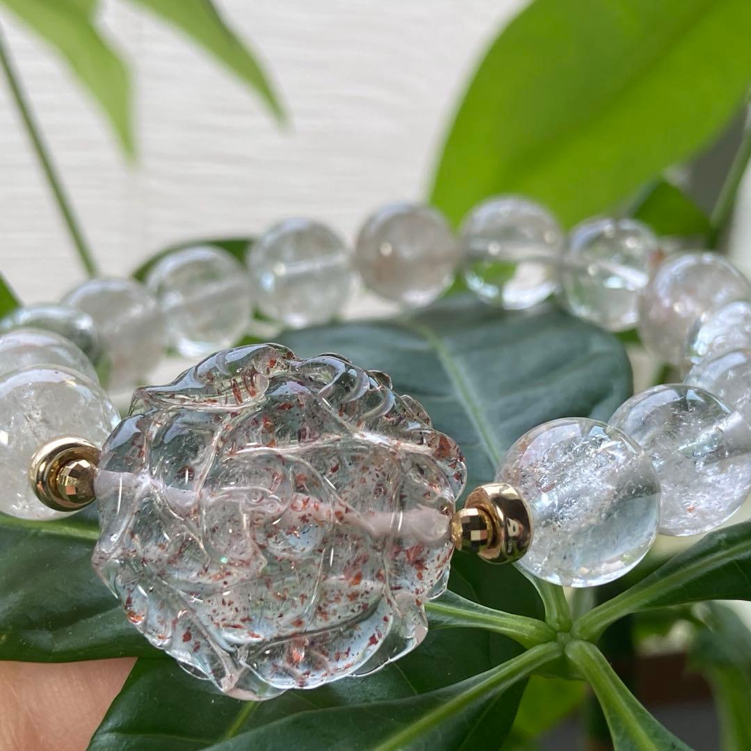 極上　うるきら　レピド＆ピンクマニカラン水晶　ブレス