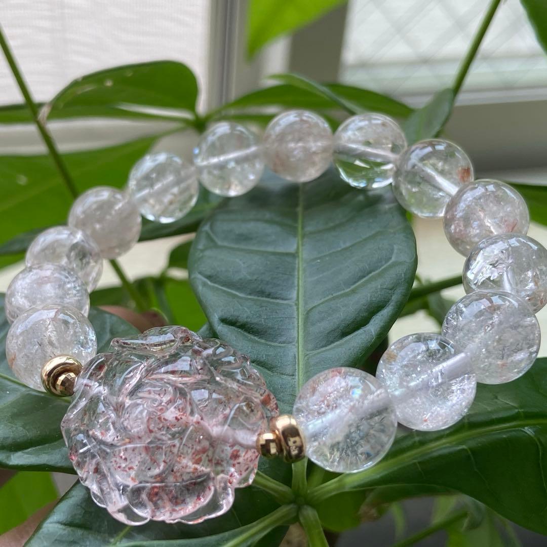 極上　うるきら　レピド＆ピンクマニカラン水晶　ブレス