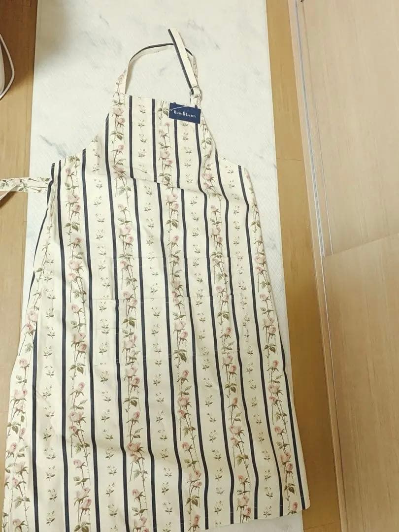 ラルフローレンストライプ花柄エプロン タグ無し