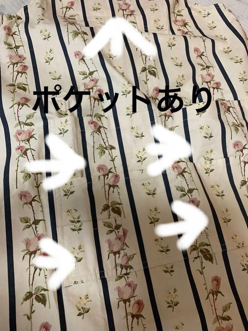 ラルフローレンストライプ花柄エプロン タグ無し