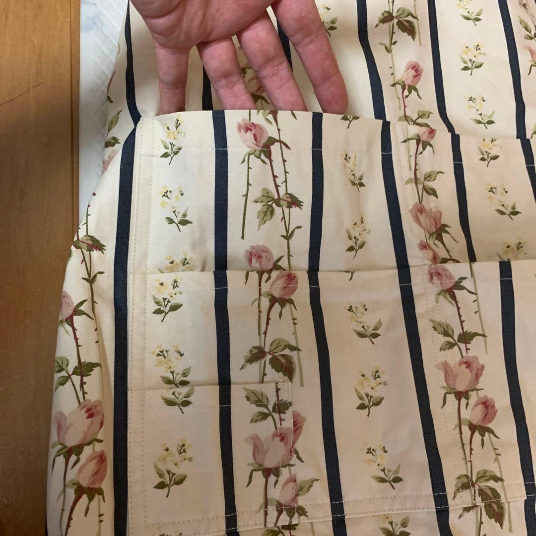 ラルフローレンストライプ花柄エプロン タグ無し