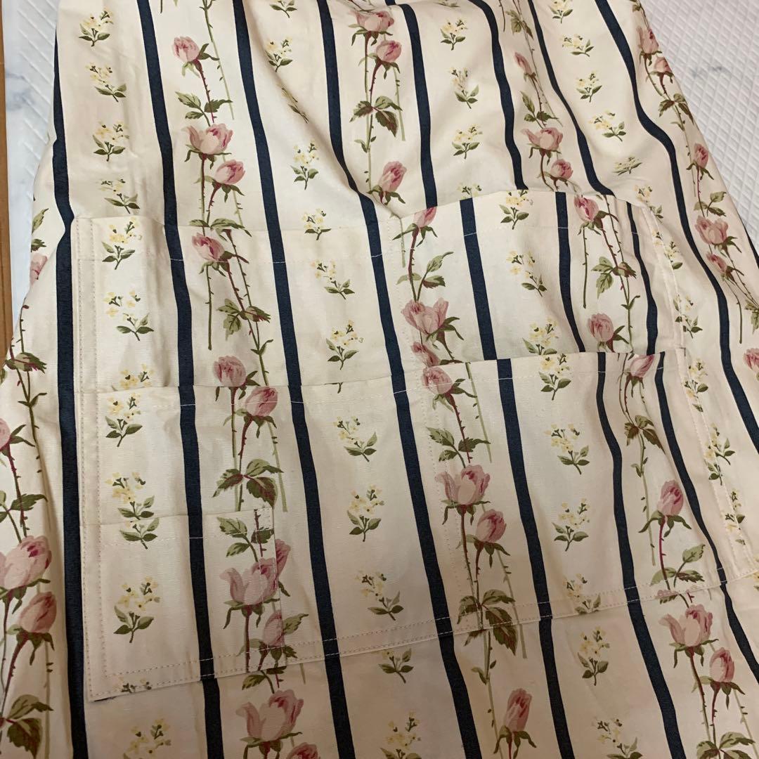 ラルフローレンストライプ花柄エプロン タグ無し