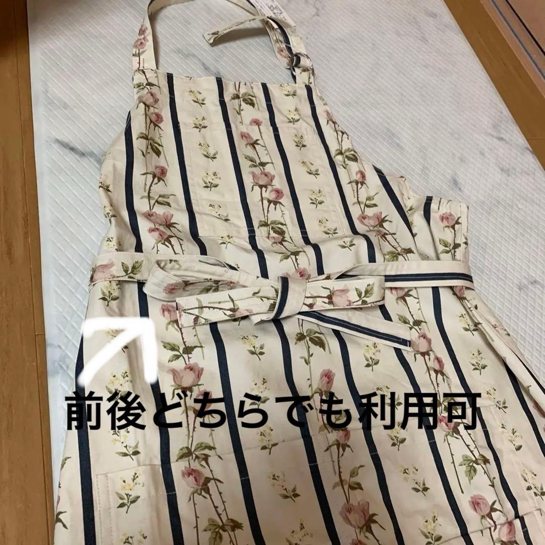 ラルフローレンストライプ花柄エプロン タグ無し