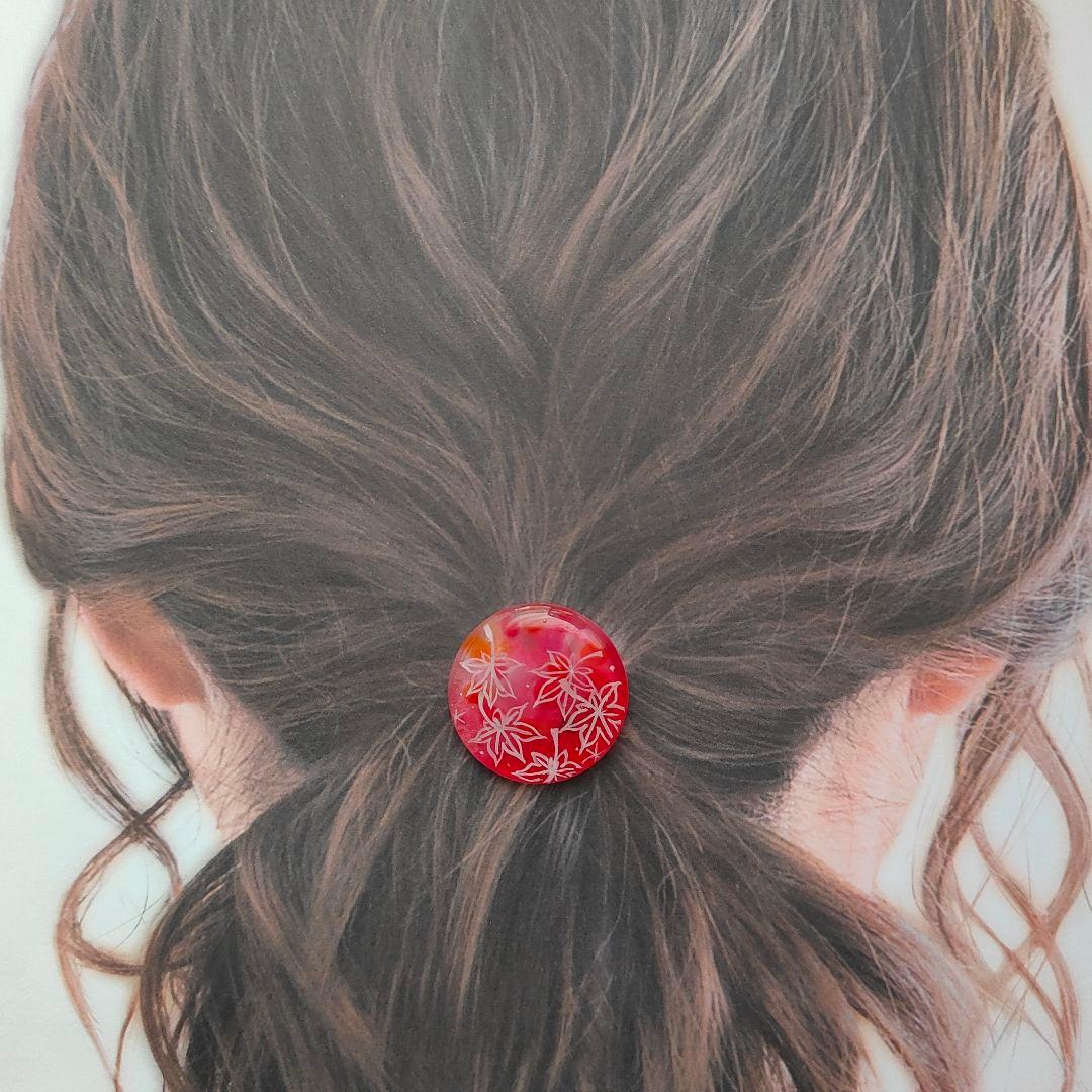 【672】ハンドメイド　レジン　ヘアゴム　ポニーフック　手描き