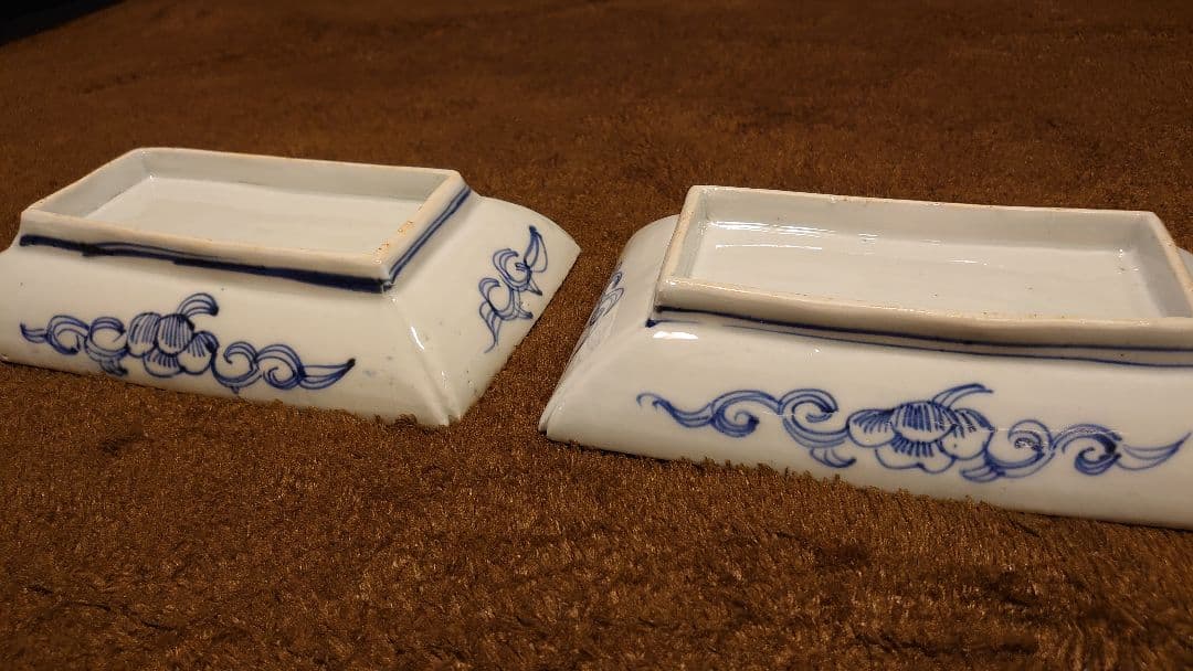 古伊万里　伊万里　染付　角皿　菓子皿　２客