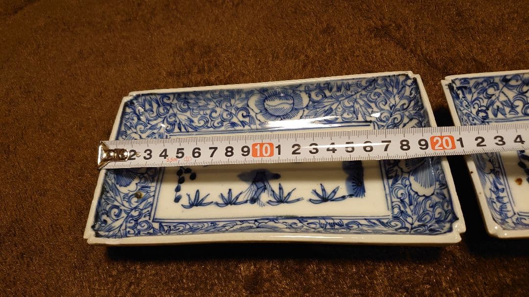 古伊万里　伊万里　染付　角皿　菓子皿　２客