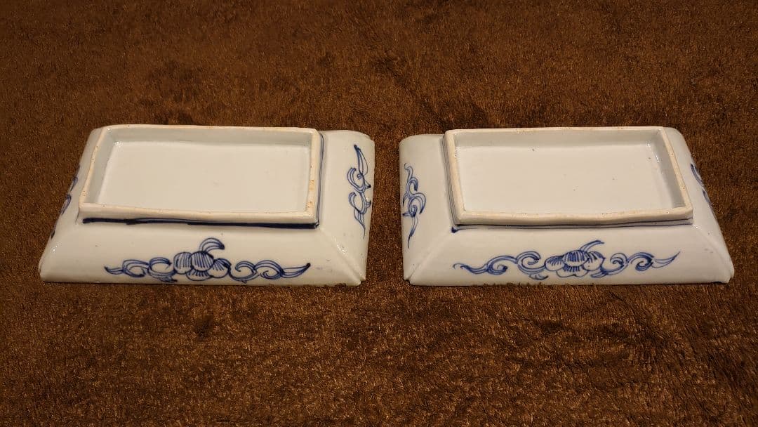 古伊万里　伊万里　染付　角皿　菓子皿　２客