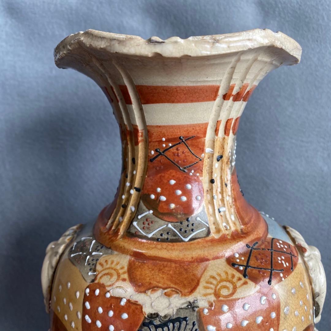 錦光山花瓶　江戸時代中期 色絵　阿蘭陀陶器　人物図大花瓶 耳付 飾壺 骨董品