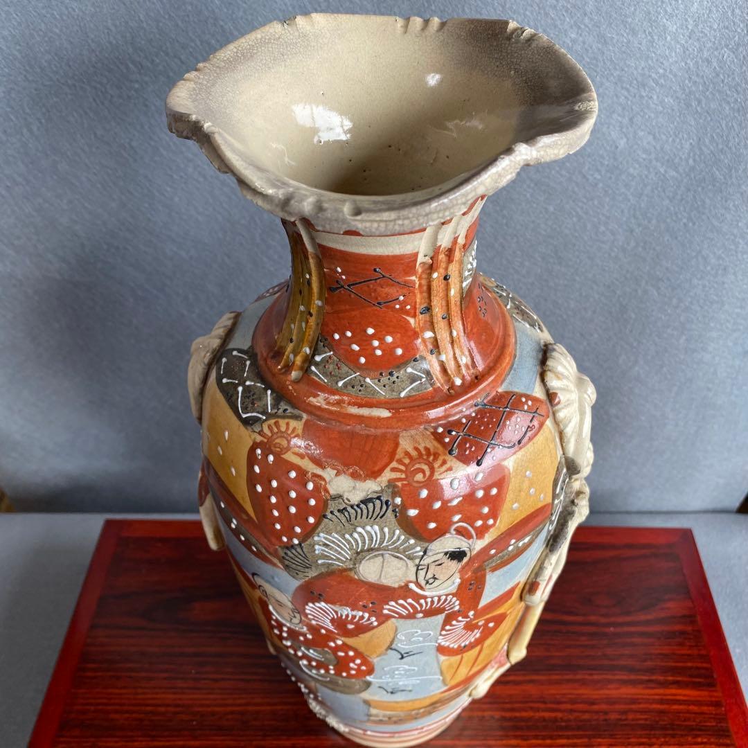 錦光山花瓶　江戸時代中期 色絵　阿蘭陀陶器　人物図大花瓶 耳付 飾壺 骨董品