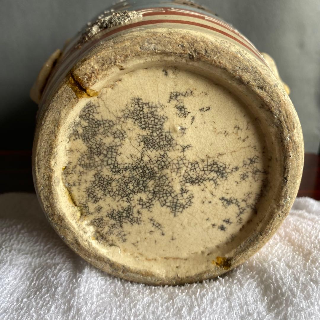 錦光山花瓶　江戸時代中期 色絵　阿蘭陀陶器　人物図大花瓶 耳付 飾壺 骨董品