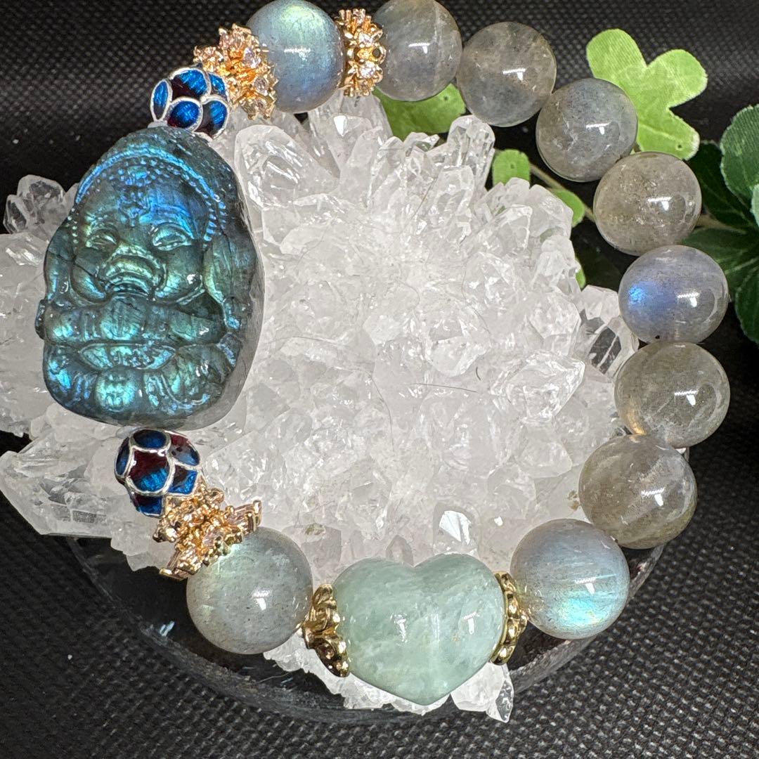 ＊みだきゆ様お取置き3/31＊ラブラドライト　ベビーガネーシャ　アクアマリン