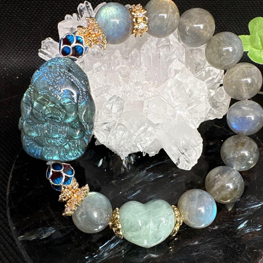 ＊みだきゆ様お取置き3/31＊ラブラドライト　ベビーガネーシャ　アクアマリン