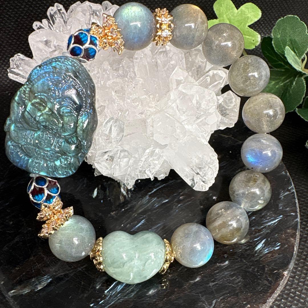 ＊みだきゆ様お取置き3/31＊ラブラドライト　ベビーガネーシャ　アクアマリン