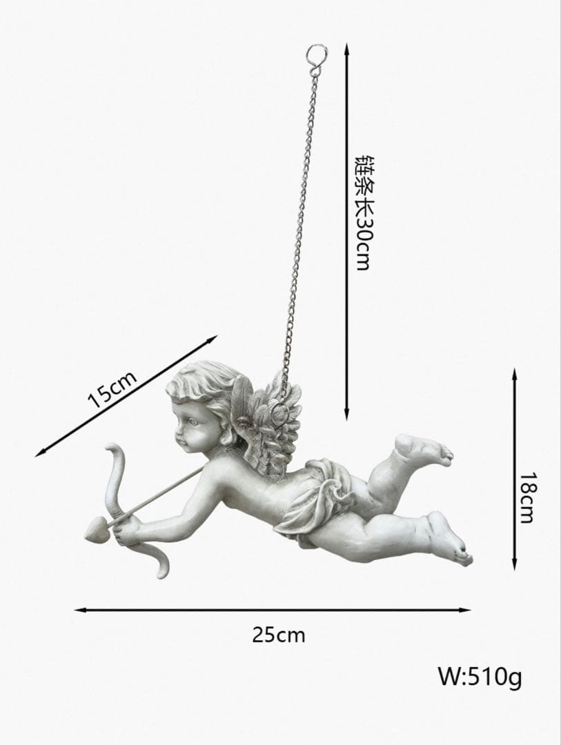 新品アンティーク風キューピッドガーデンオブジェ 天使 弓矢 吊り下げ装飾癒し置物