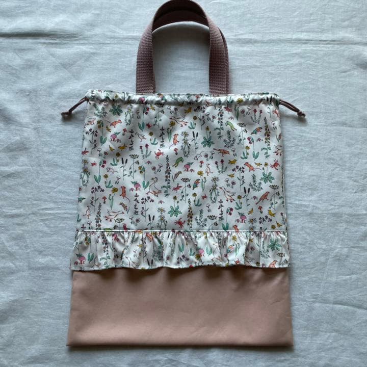 ハンドメイド♡リバティ　持ち手付き巾着