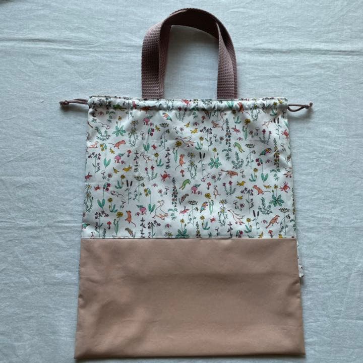 ハンドメイド♡リバティ　持ち手付き巾着