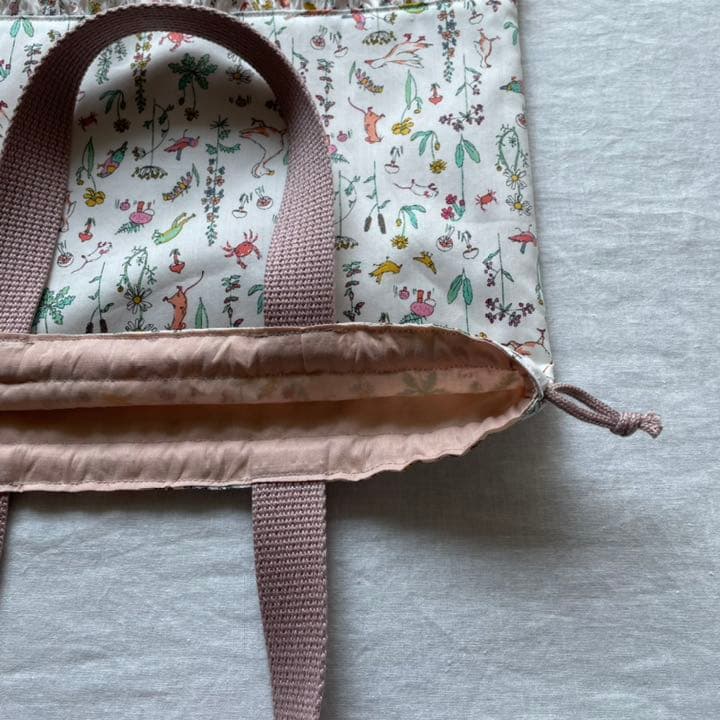 ハンドメイド♡リバティ　持ち手付き巾着