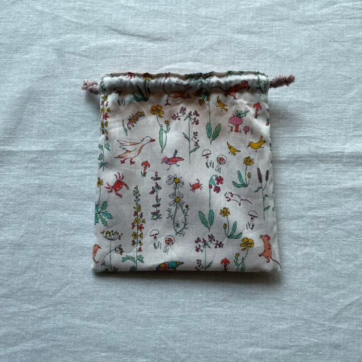 ハンドメイド♡リバティ　持ち手付き巾着