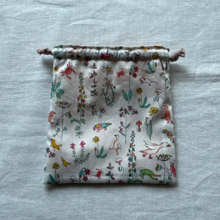 ハンドメイド♡リバティ　持ち手付き巾着