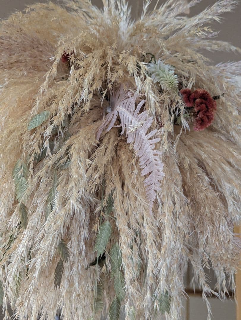 ドライフラワー★パンパスフライングボール★アンティーク風　ゆらゆら　1点物　癒し